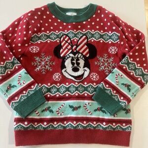 Disney Holiday Minnie Mouse Kids Christmas Ugly Sweater Size 3/4(3 UP TO 98 cm)